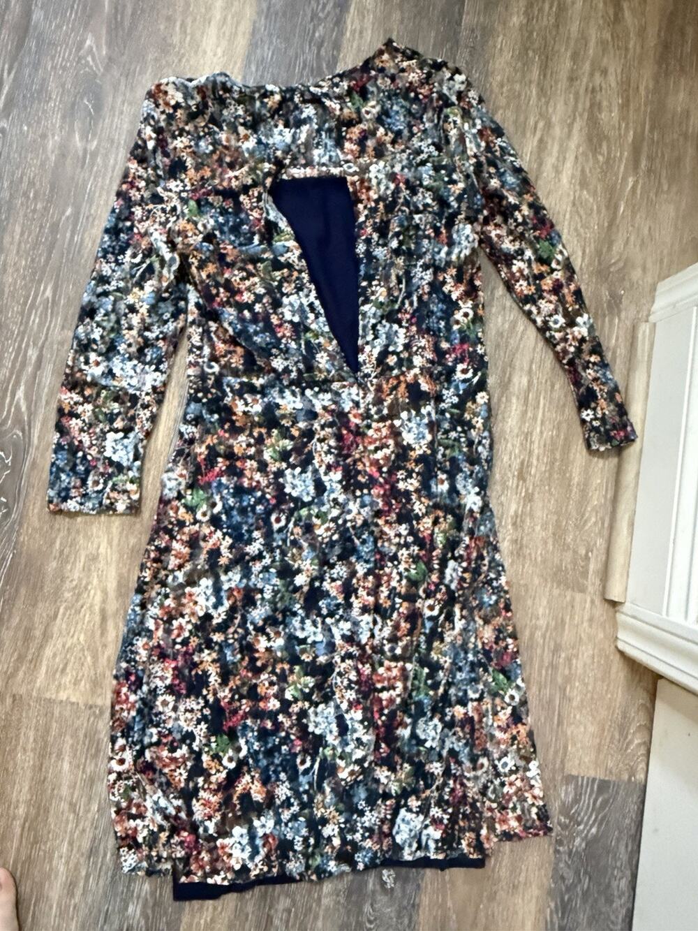 ESPRIT Women’s Floral Sheath Dress Size 0 Multicolor Long Sleeve Short